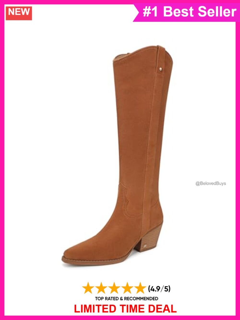 Sam Edelman Women's Wyatt Western Tall Boots Leather Knee-High Zip
